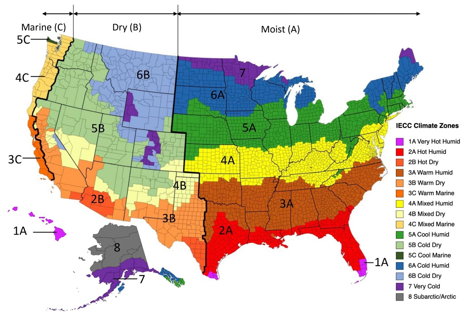 Climate Zone Map from IECC 2021