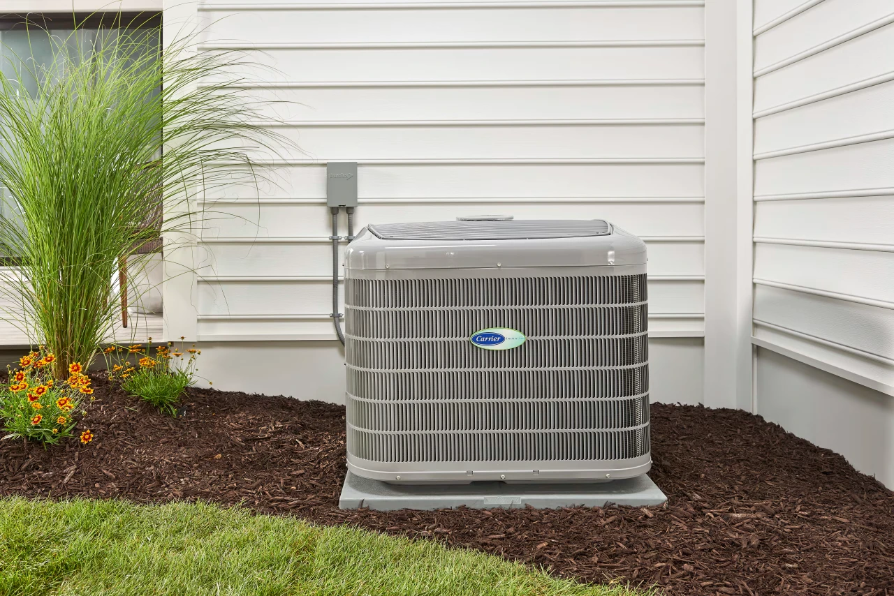 An outdoor heat pump unit. (Credit: Carrier)