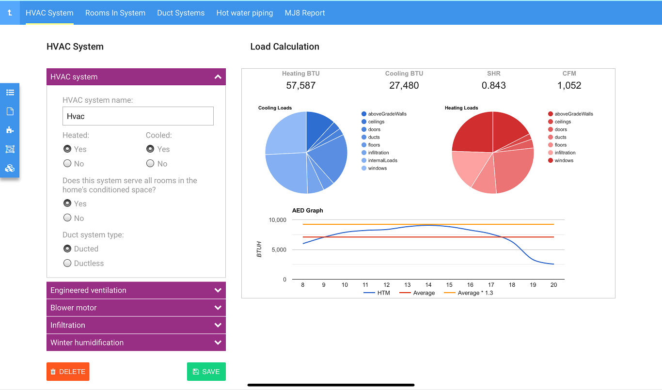 Sample of a Manual J report from CoolCalc.
