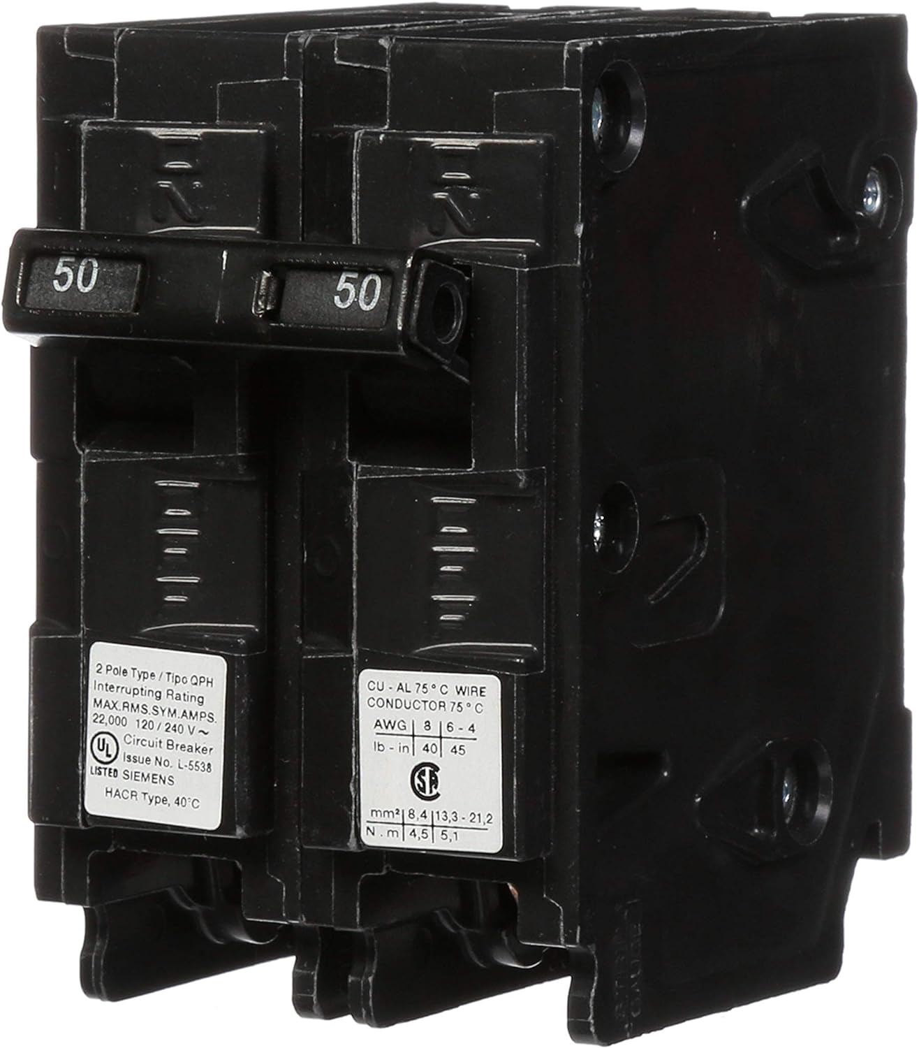 An example of a 50 amp circuit breaker.
